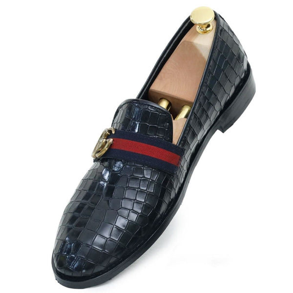 Black Gucci croc leather loafer