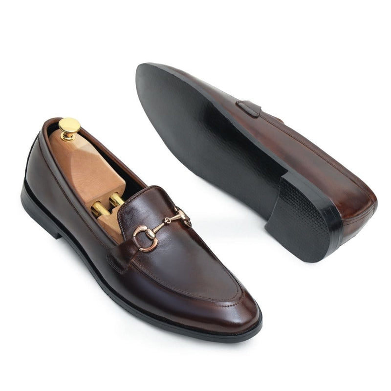 Brown 2-tone leather loafer