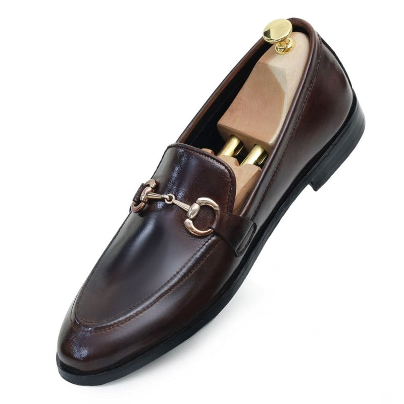 Brown 2-tone leather loafer