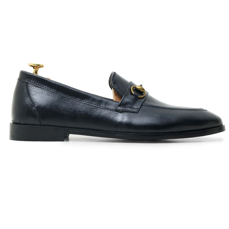 Black Gucci buckle Leather Loafer