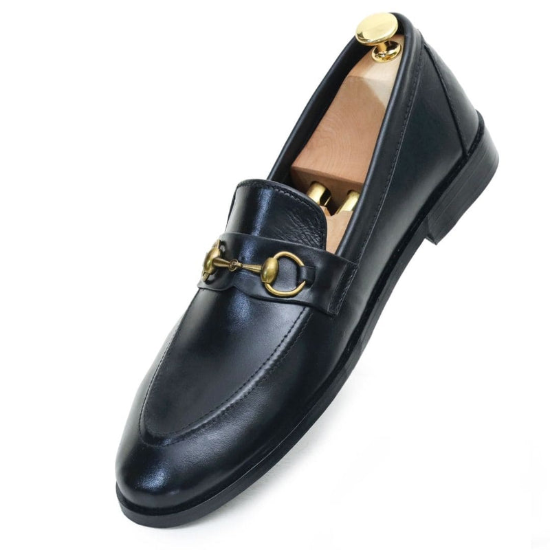 Black Gucci buckle Leather Loafer