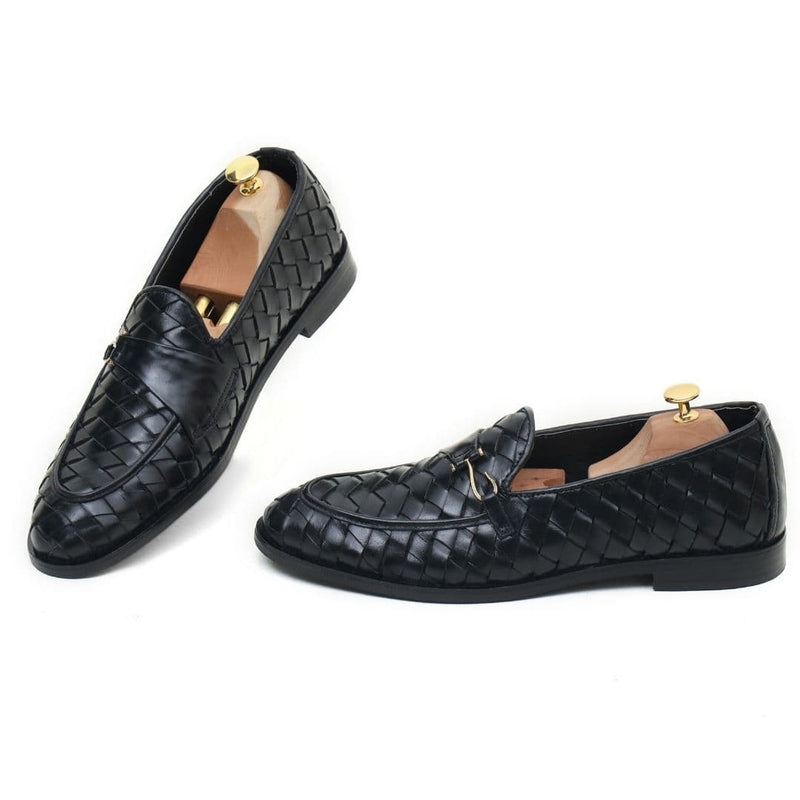 Black Ful knitted  Leather Loafer