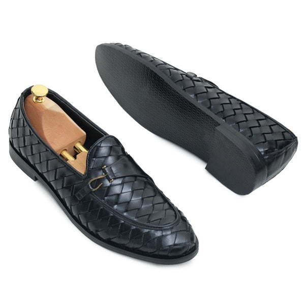 Black Ful knitted  Leather Loafer