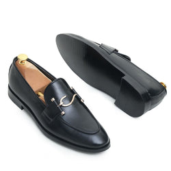 Black S Buckle Leather Loafer