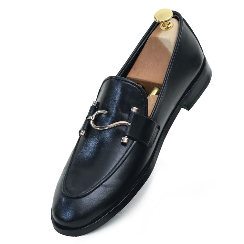 Black S Buckle Leather Loafer