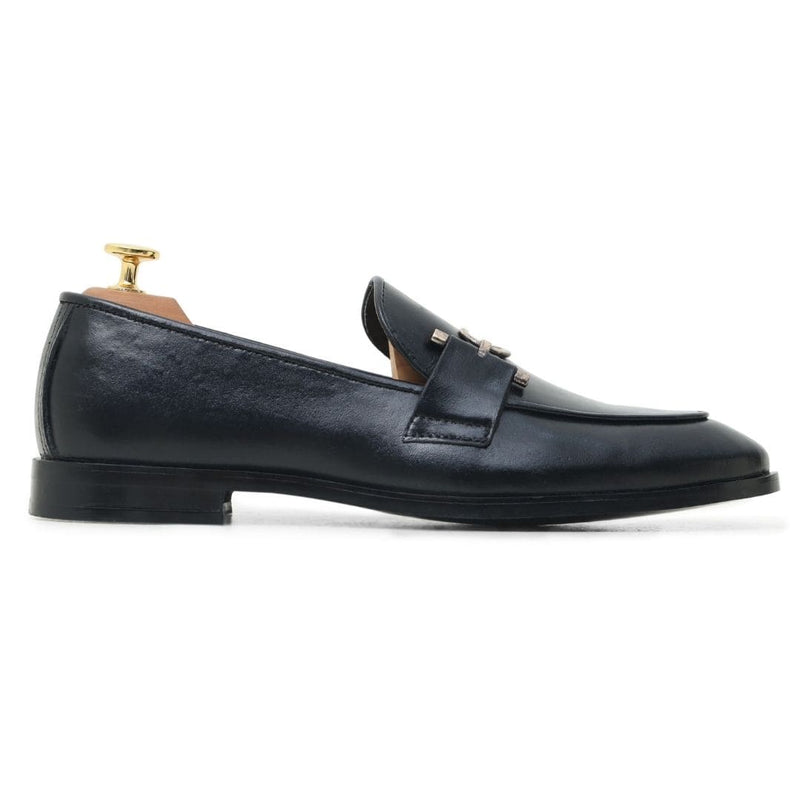 Black S Buckle Leather Loafer